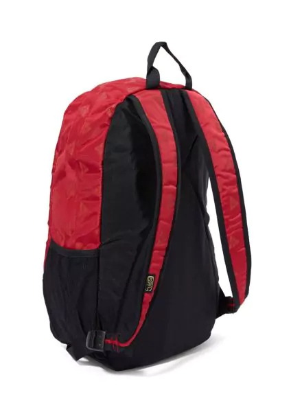Spacious Printed Design Peak Backpack Rusty Red/ Black