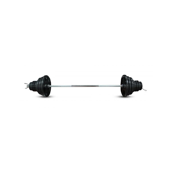 140Kg Blk Rubber Barbell Set