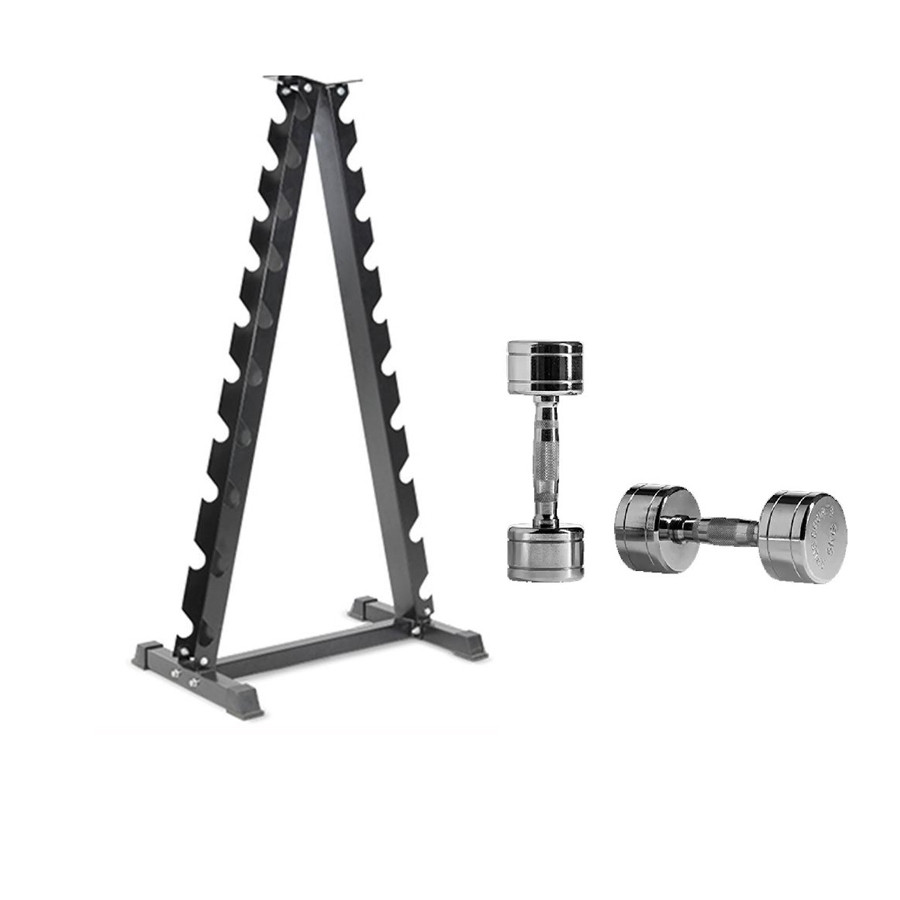 1 to10kg Chrome Dumbbells with Stand AV-1206/1706
