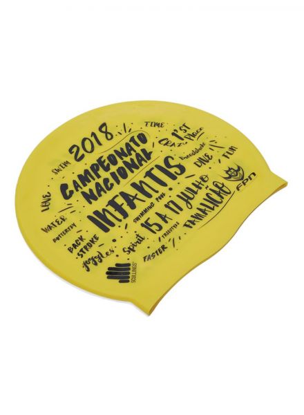 Printed Swimming Cap ADULT SILICONE CAP-400 YELLOW (Brand : Ta Sport)