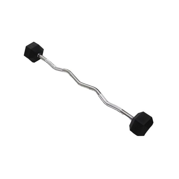 Rubber Hex Barbell Db402 W/Curl Bar 50 Kg
