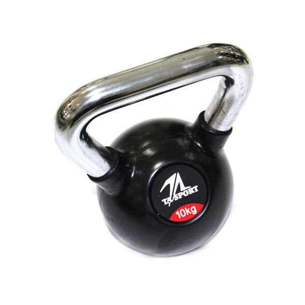 Black Rubber Kettlebell 10Kg Chrome Hand Gl1207Ata