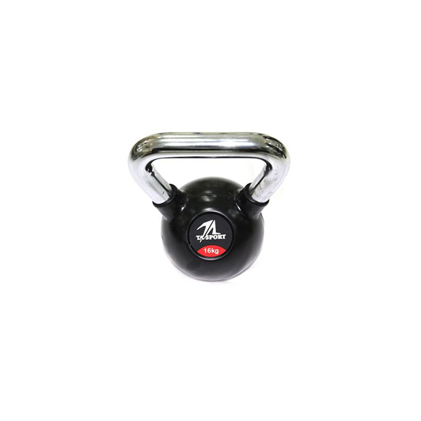 Black Rubber Kettlebell 16Kg Chrome Hand Gl1207Ata