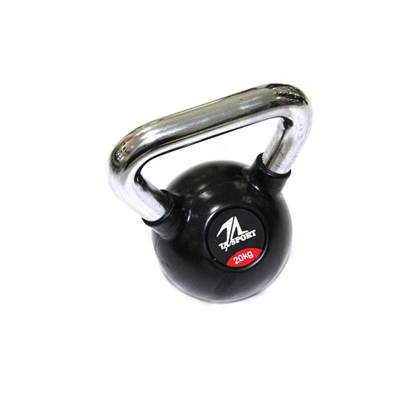 Black Rubber Kettlebell 20Kg Chrome Hand Gl1207Ata