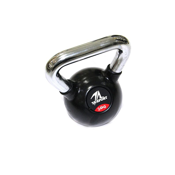 Black Rubber Kettlebell 24Kg Chrome Hand Gl1207Ata