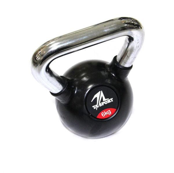 Black Rubber Kettlebell 6Kg Chrome Hand Gl1207Ata