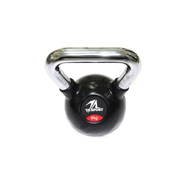 Black Rubber Kettlebell 8Kg Chrome Hand Gl1207Ata