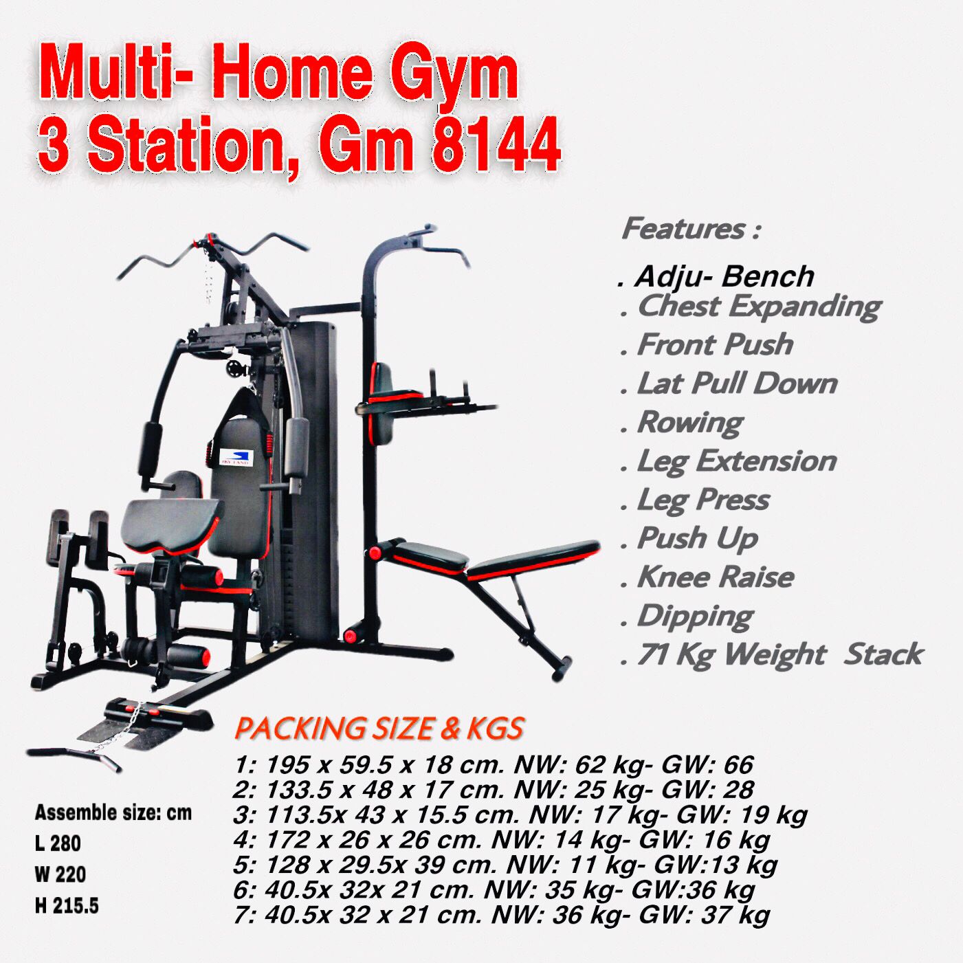 Multi Home Gym 3 Station, 9 Gm 8144