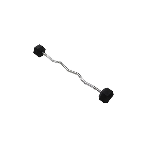 Rubber Hex Barbell Db402 W/Curl Bar 25 Kg