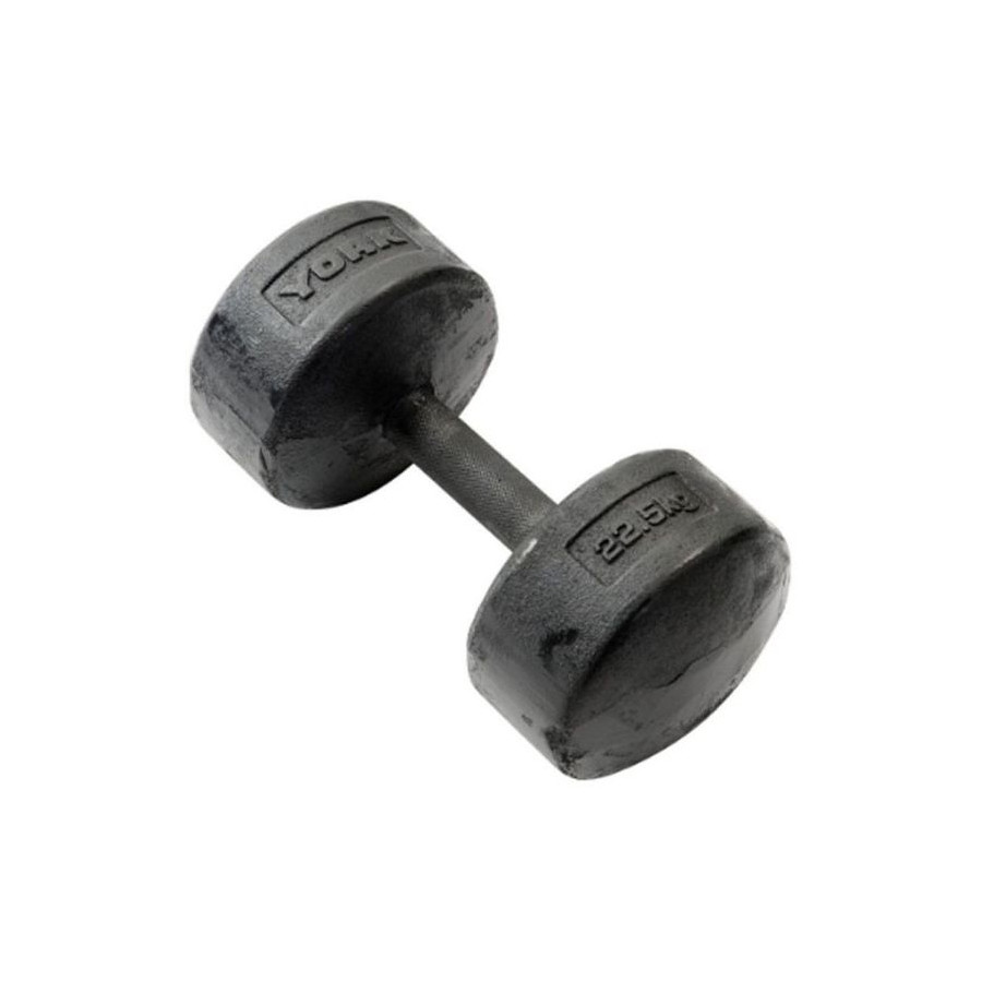 York Dzlg11 Round Dumbbell 22.5Kg Black