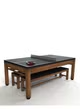 Riley 7’ Neptune Outdoor Pool Table with Benches & Table Top – Brown/Black