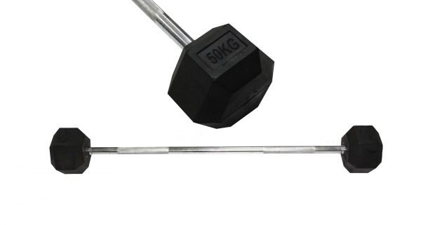 Rubber Hex Barbell Db401 W/Straight Bar 35 Kg