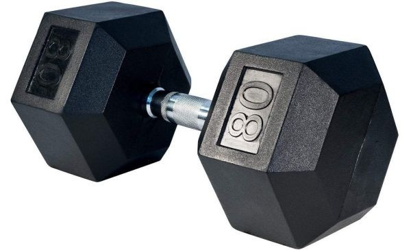 65Lb Ir92022 Hex Dumbbell With Rubber Heads