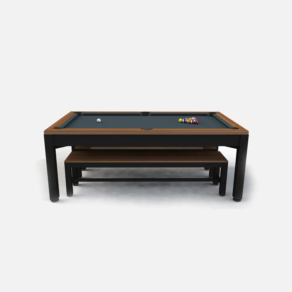 Riley 7’ Continental American Pool Table with Benches and Dining Top