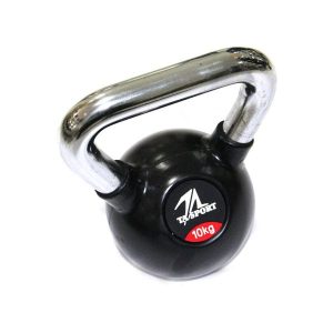 Black Rubber Kettlebell 10kg Chrome Hand Gl1207ata